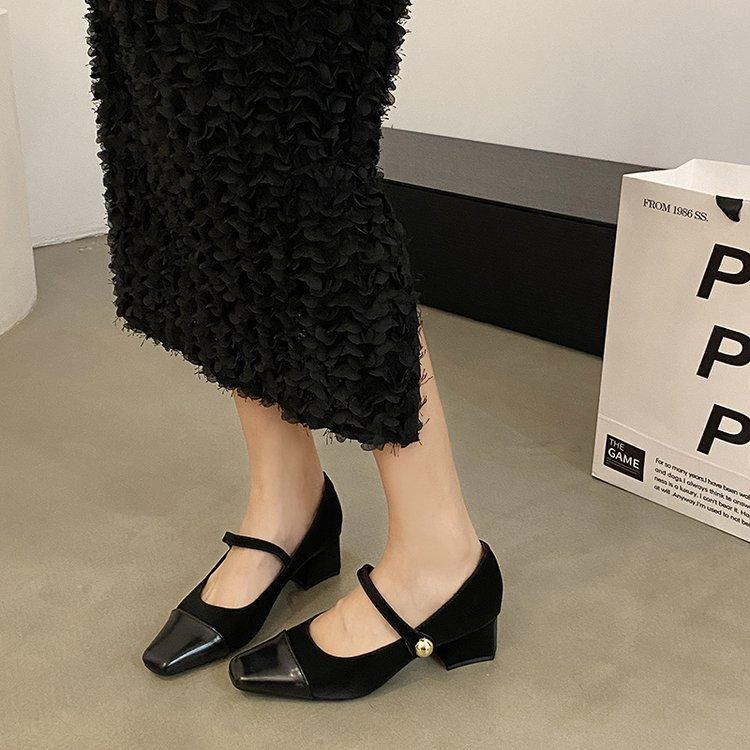 Tacchi Alti Quadrati Neri da Donna Moda Autunno 2024 Comodi Colore Caffè Moda Casual Scarpe Leggere da Festa Donna