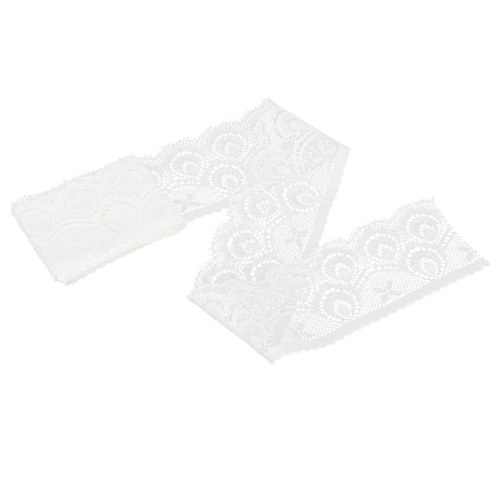 1pcs Decorative 5cm Wide Lace Trim White Serrated Edge Elastic Ribbon Stretchy Fabric For Crafting