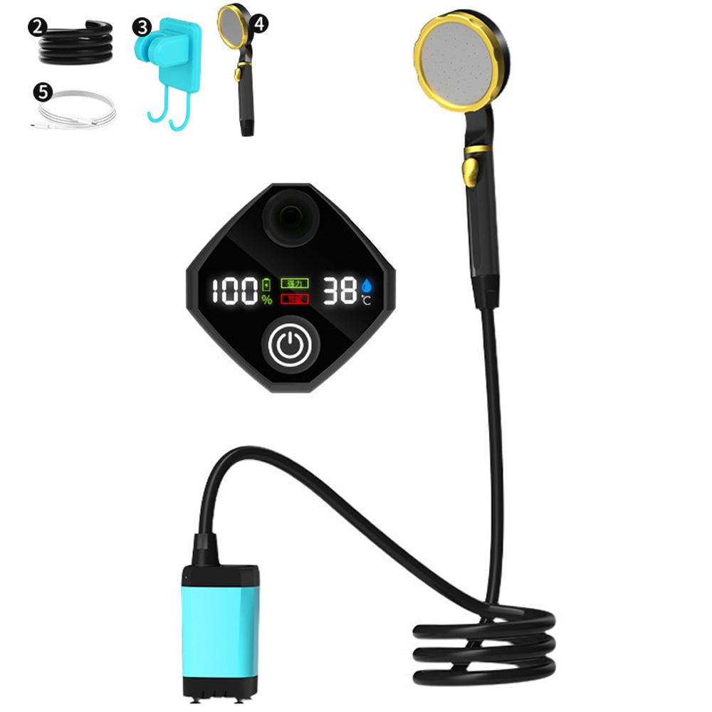 Pompa prysznicowa do użytku na zewnątrz, kempingowa, 6000 mAh/7800 mAh/9000 mAh, przenośna, akumulatorowa, elektryczna pompa prysznicowa z inteligentnym wyświetlaczem cyfrowym