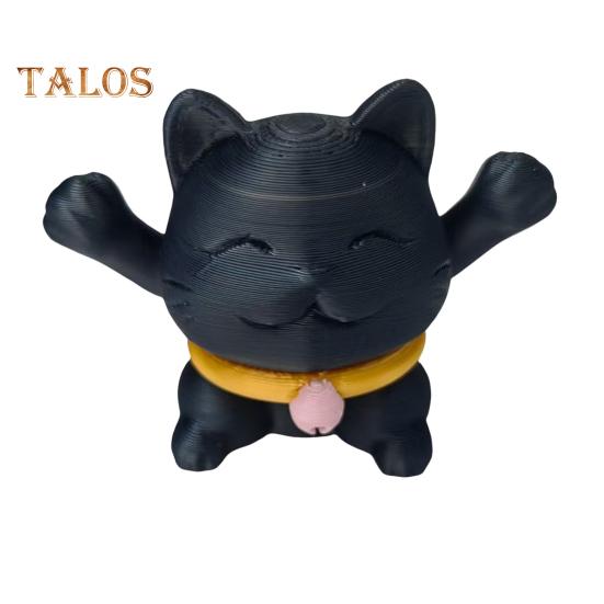 3D Printed Telescopic Cat Figurine Mini Fortune Cat Figure Simulated Animal Model Toy Home Office Bookshelf Desktop Decoration Ornament