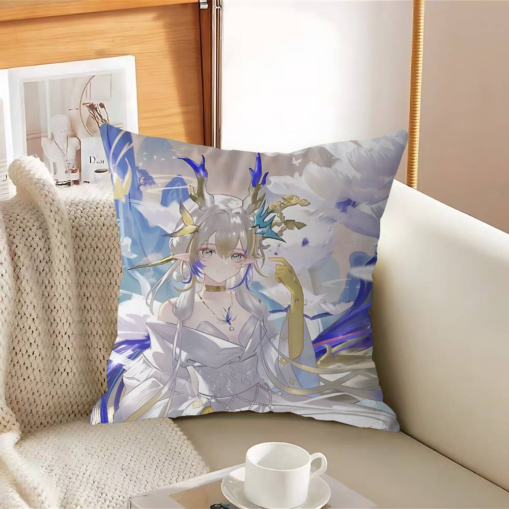 

АНИМЕ Arknights Подушка Шу Наволочка Съемная Моющаяся Наволочка – Всесезонный Мягкий Лен 12x12Inch