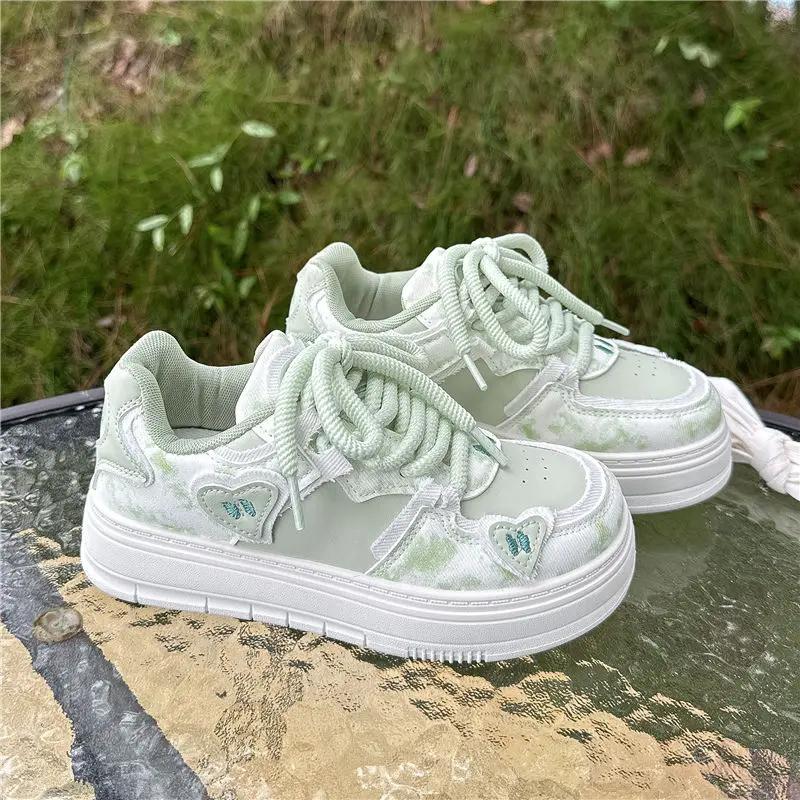 Fashion Lace Up Round Toe Shoes for Women Casual Korean On Offer 2025 New High Quality Vulcanized Shoe Trends Cheap 39 Woman Footwear