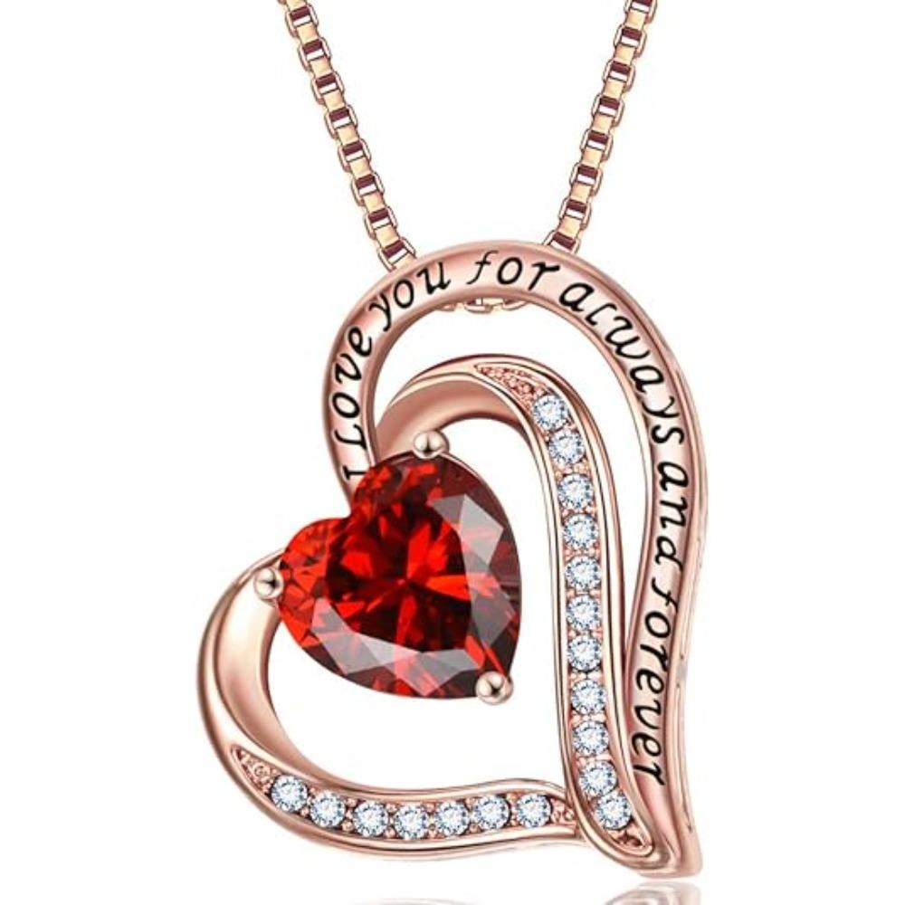 

I Love You for Always and Forever Birthstone Women s Pendant Necklaces Anniversary Christmas Valentine s Day Zircon Gift WHITE