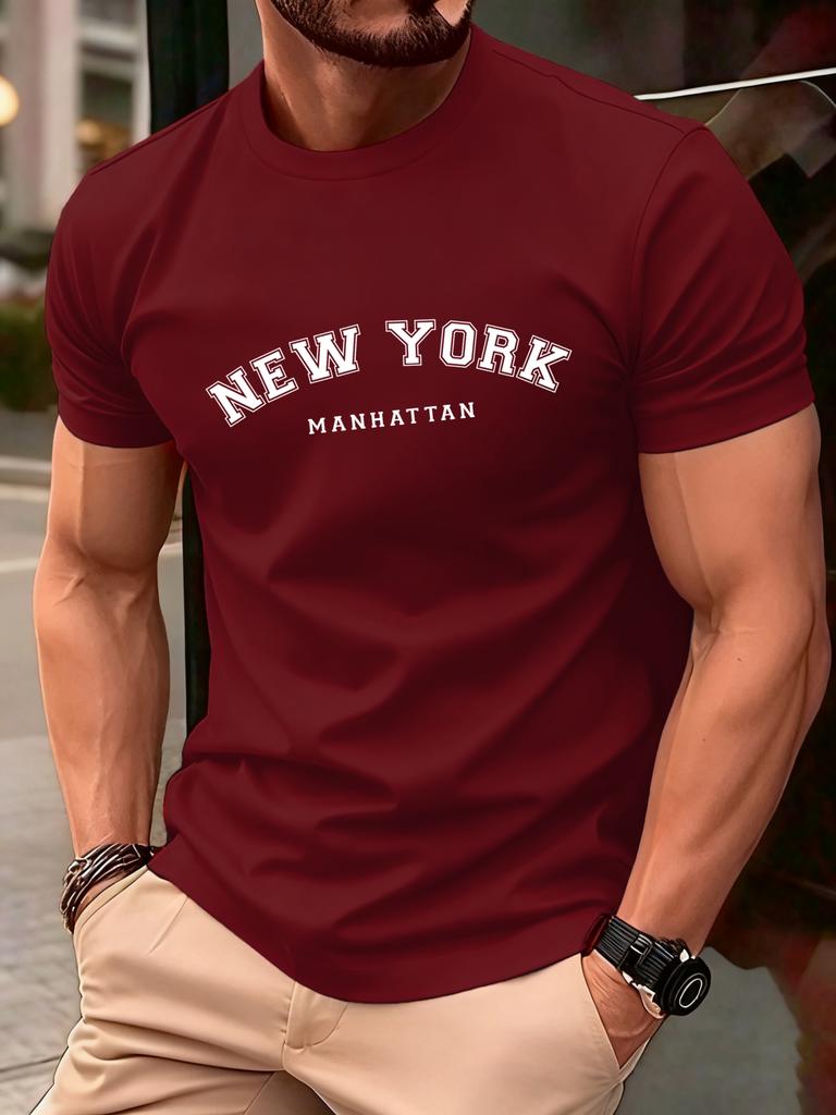New York Manhattan Print TShirt For Men Cotton Casual T Shirts Fashion Loose Sportswear Unisex ONeck Summer Soft Clothes