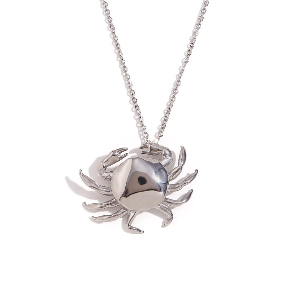 

MamacitaSlay Cute Little Crab Pendant O-Chain Necklaces For Women Modern Wholesale Tarnish Free Stainless Steel Jewelry Girls 40cm