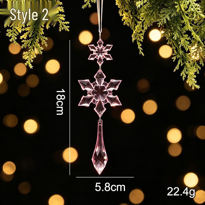 Crystal Clear Acrylic Snowflake and Icicle Christmas Tree Ornaments