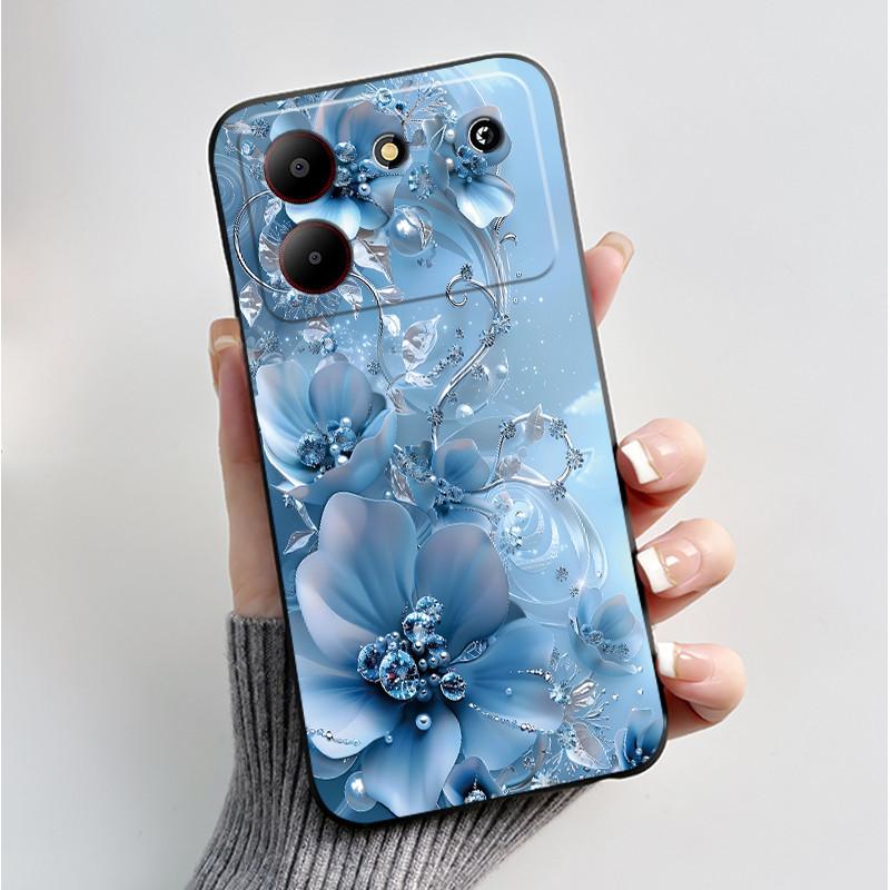For ZTE Blade A54 Case Protective Soft Silicone Flower TPU Covers for ZTE BladeA54 4G Bumper For Blade A34 A 54 Phone Cases Bag
