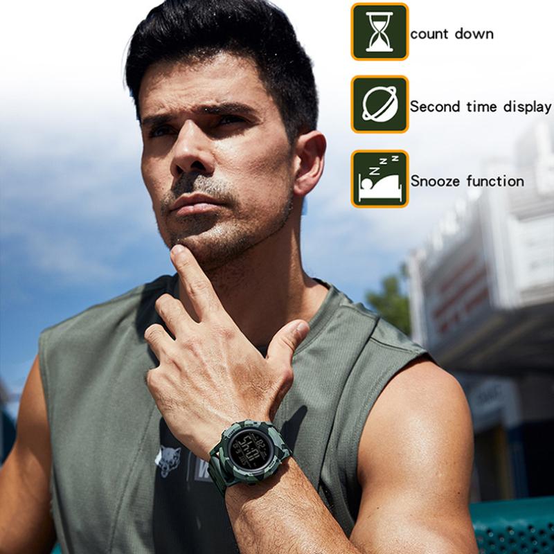 SANDA Camouflage Electronic Watch Outdoor Sports Luminous Student Military Watch Multifunction Digital Electronic Watch