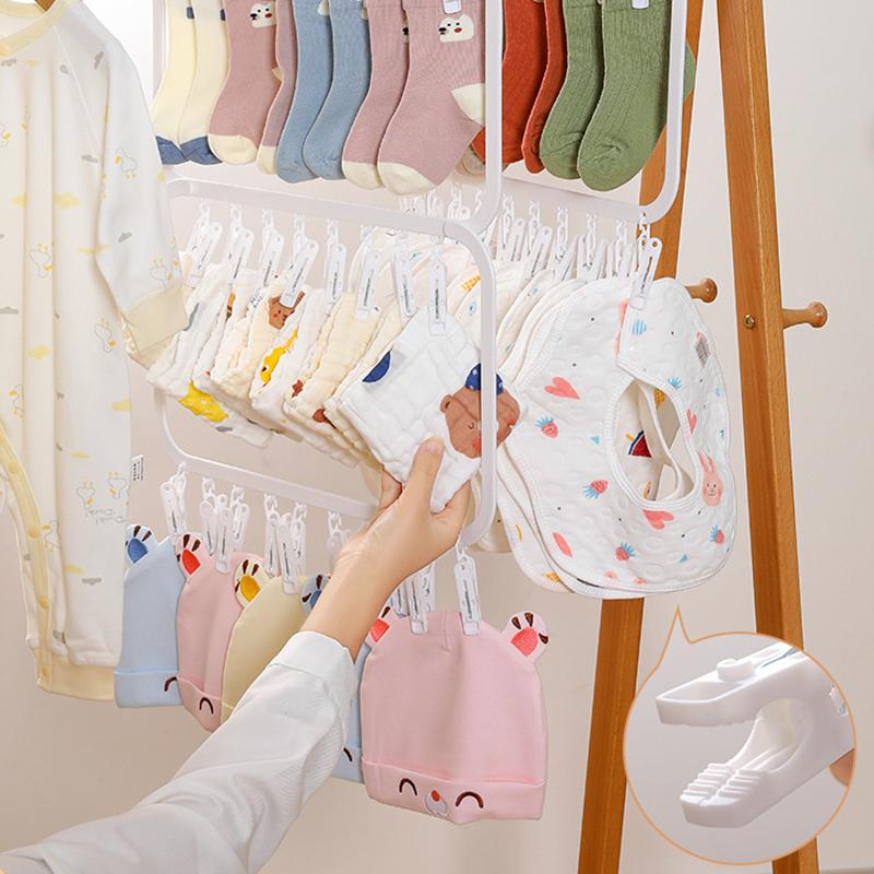 Socks Drying Rack With 18/26 Clips Underwear Baby Saliva Towel Space-Saving Multifunctional Household Dormitory Student Laundry