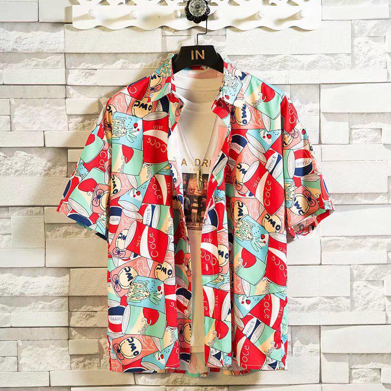 Unisex Summer Floral Short Sleeve Shirt - Hainan Sanya Travel & Casual Hong Kong Style Fashion