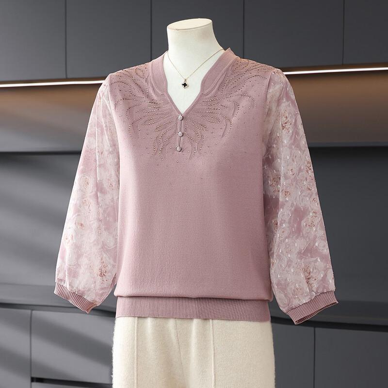 

Women s V-Neck Rhinestone Knit Sweater XL
