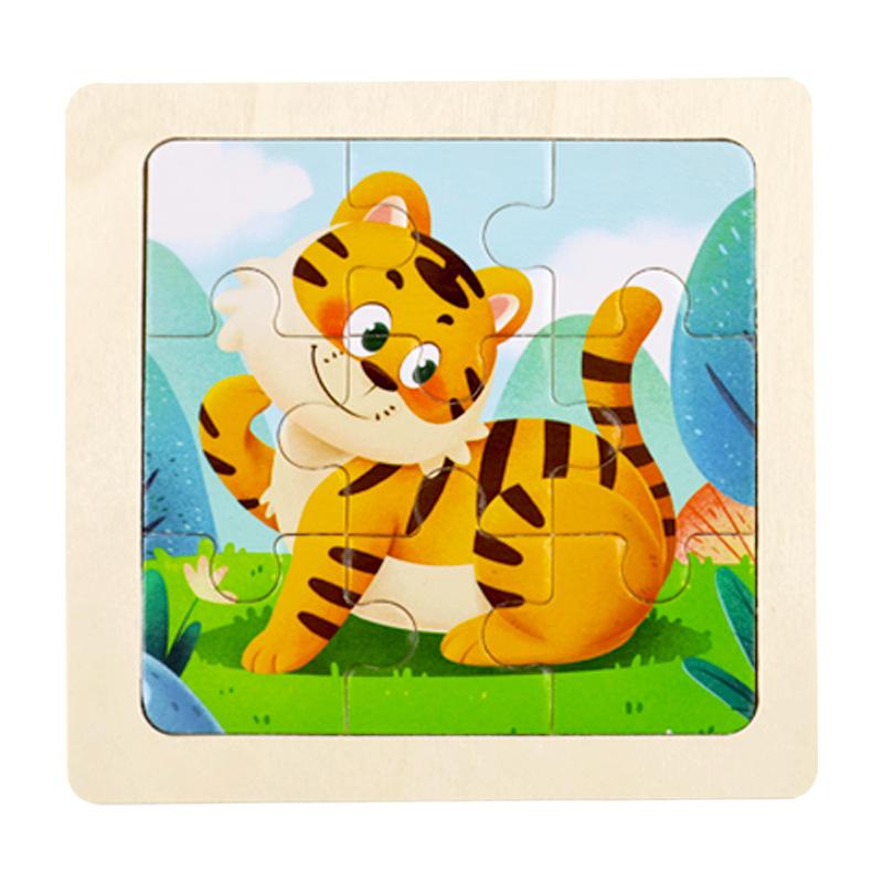 Small Children's 9-piece Wooden Plane Puzzle Cartoon Animation Puzzle Baby Educational Early Education Toy