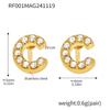 Qiong Yao 26-Letter Zircon Inlaid Jewelry Set: Gold-Plated Titanium Steel Necklace, Bracelet, Ring, and Stud Earrings.