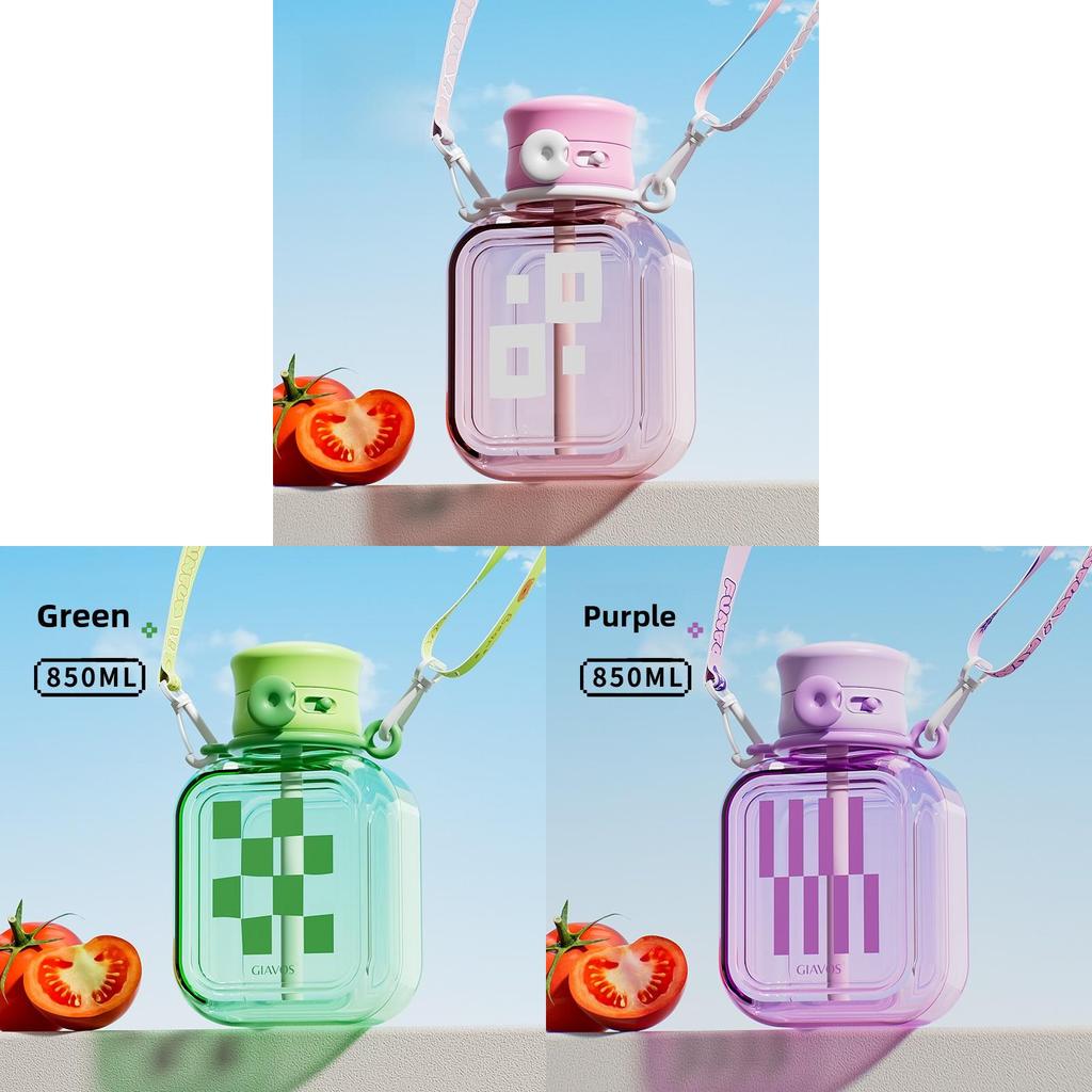 Portable Creative Water Bottle With Straw And Leakproof Seal For Office And Outdoor Use