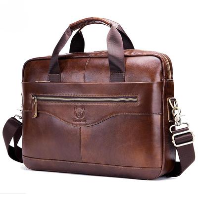 Dokumententasche, echtes Leder, Herren-Aktentasche, Vintage-Business-Computertasche, Messenger-Tasche