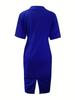 Frühling/Sommer 2026 Damen einfarbig zweireihig V-Ausschnitt Bodycon Anzugkleid