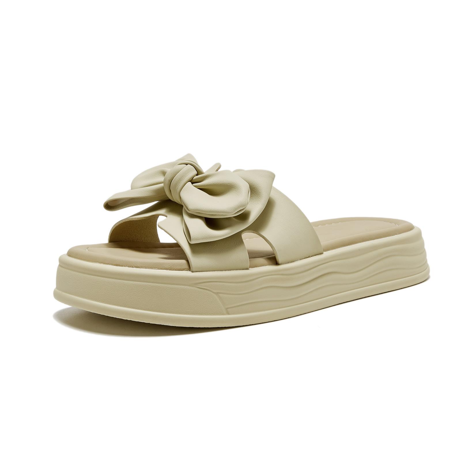 

Тапочки женские для улицы летние новые на толстой подошве с увеличением высоты, с бантом, повседневные, модные, универсальные, крутые тапочки женские 40