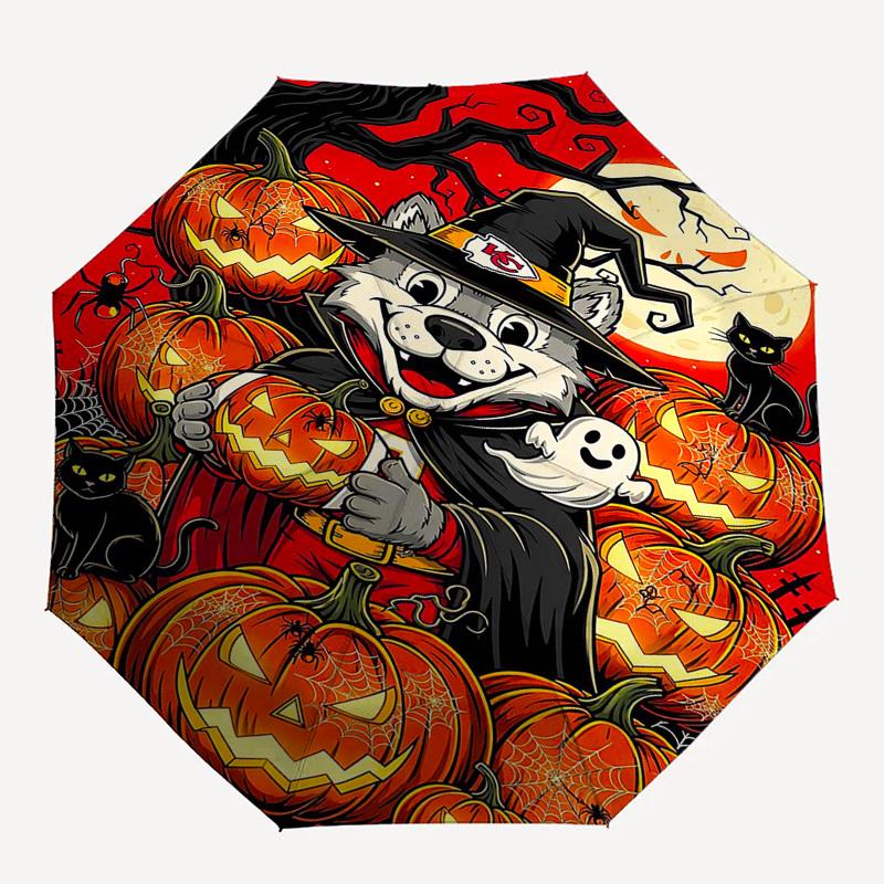 

1pc Halloween, Kansas City Chiefs Automatic Open,Windproof, Compact Travel Umbrella, Gift for Birthday, Christmast93034