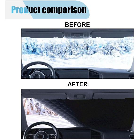 Car Windshield Cover For Ice And Snow, Large Automobile Windshield Frost Cover With Side Window And Rearview Mirror Protector, Windshield Snow Cover