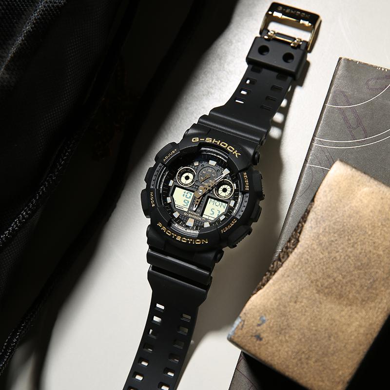 Casio Men Liquid Crystal/Analog Dual Display Series Black Watch GA-100GBX-1A9 GA-100GBX-1A9