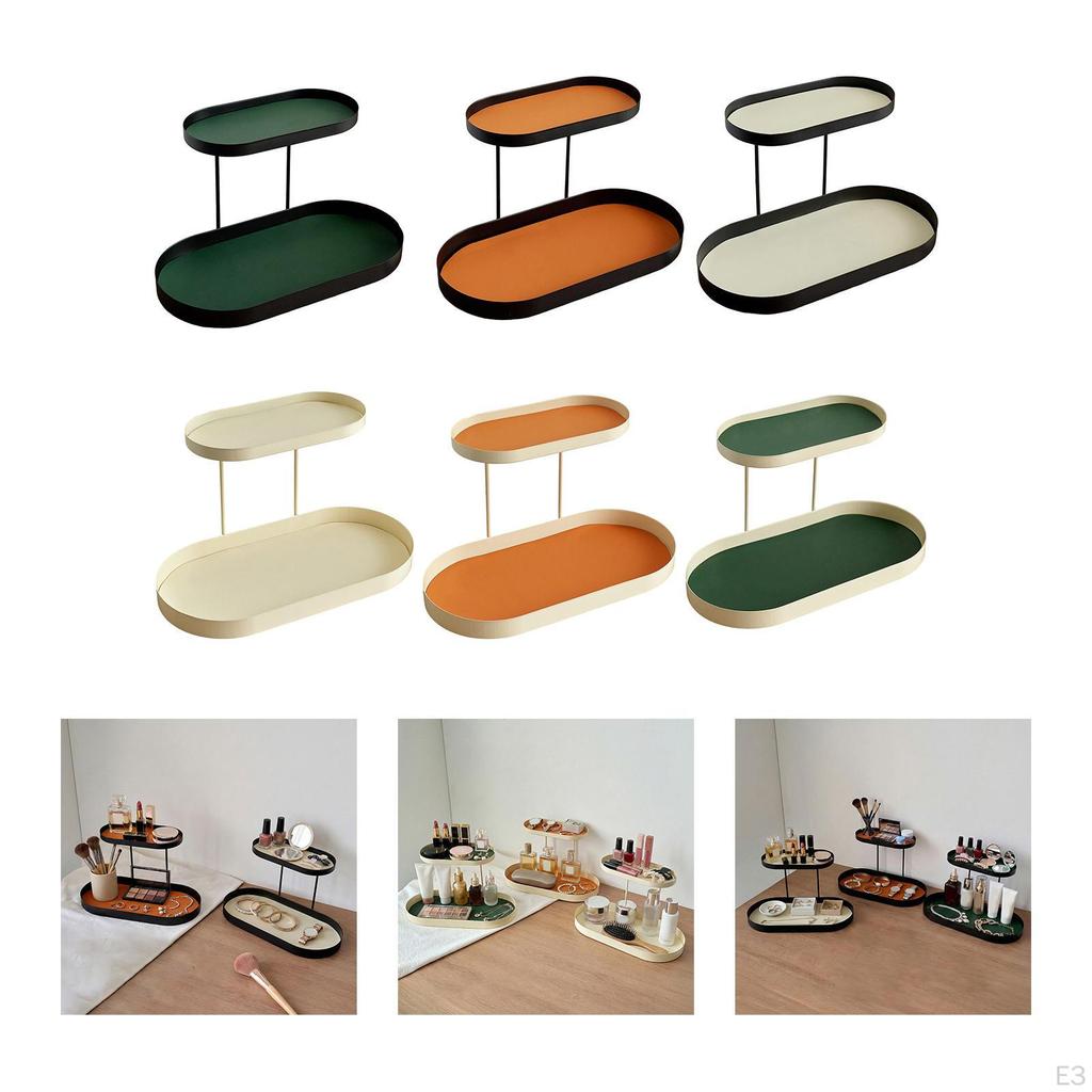 Counter Organizer Double Layer Decor Rack Perfume Makeup Skincare Shelf for Bedroom