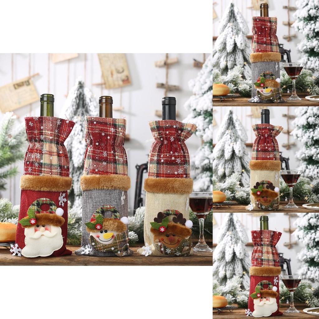Festive 2023 Christmas Wine Bottle Bags With Stylish Checkered Burlap Design