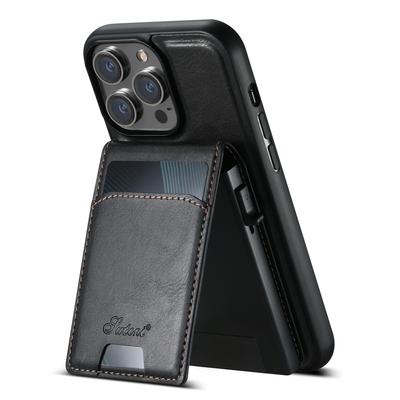 SUTENI H19 For iPhone 15 Pro Max Magnetic Case Waxy Texture Card Slots Leather Back Phone Cover