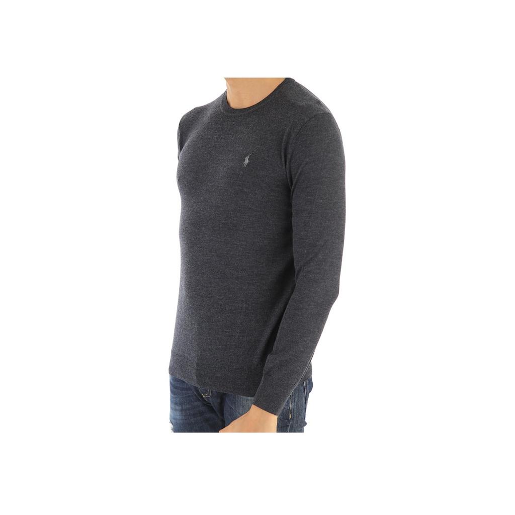 Polo Ralph Lauren Small Logo Pattern Loose Fit Round Neck Wool Sweater Men Sweater Dark-Gray 710714346-008