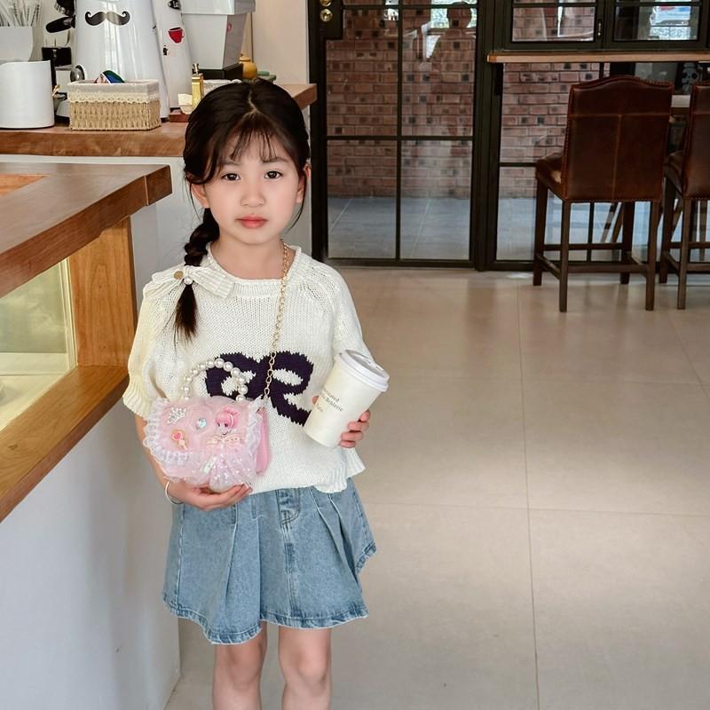 Chain Fashionable Pvc Bag For Children With Adorable Bowknot And Breathable Lining
