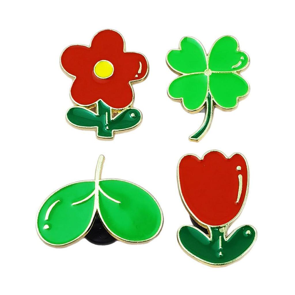 Adorable Red Flower Metal Badge for Girls' Clothing & Backpacks - Unique Plant-Shaped Accessory Brooch