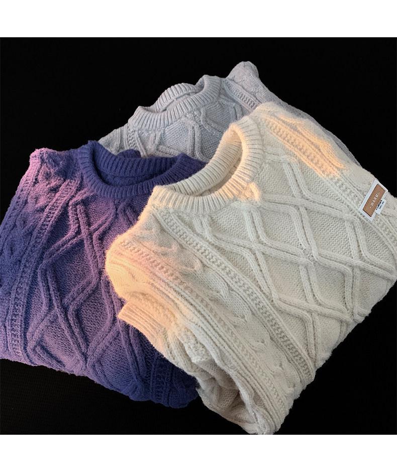 Men's Vintage Japanese Cable Knit Sweater – Retro, Thick, Loose-Fit for Autumn/Winter