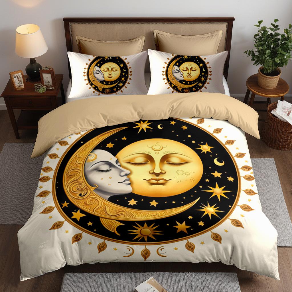 SHEIN Sun and Moon 3D Digital Printing Quilt Set Three-piece Customization