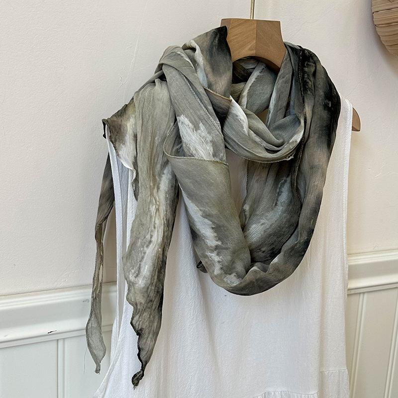 VREOVOR Tie-dye Scarf New Literary Style Thin Spring and Summer Shawl Clothing Outer Shawl Retro Fashion Trend