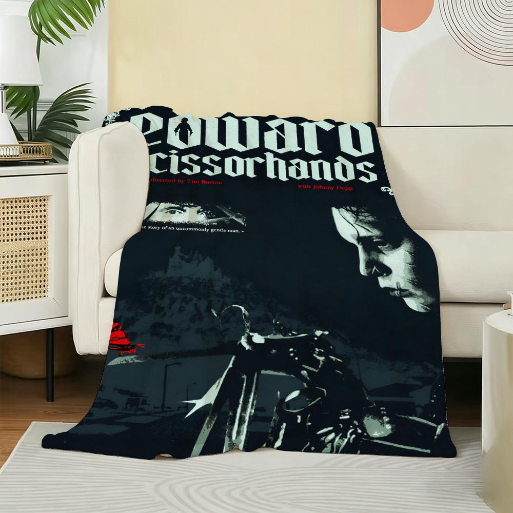 Movie E-Edward Scissorhands Throw Soft Warm Flannel Fleece Throw Blanket, Cozy Plush for Sofa Bed & All Seasons