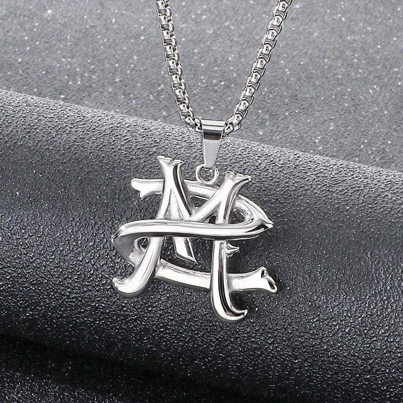 

Stainless Steel M Letter Pendant Necklace for Men TrendyInitial Charm Cool Streetwear Jewelry Daily Party Accessory Gift 45cm