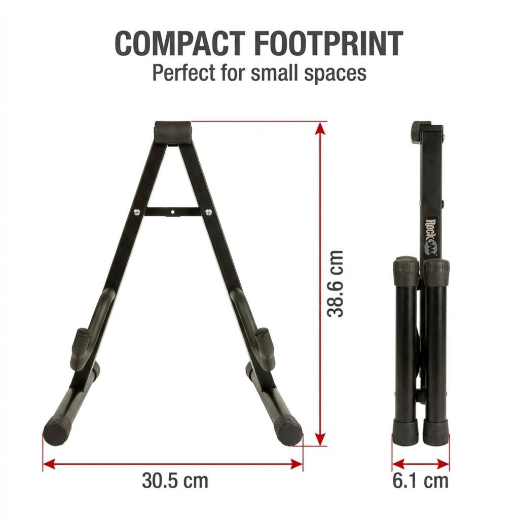 RockJam Folding Stand RJGS01 for and Electric Guitars Acoustic, Classical,
