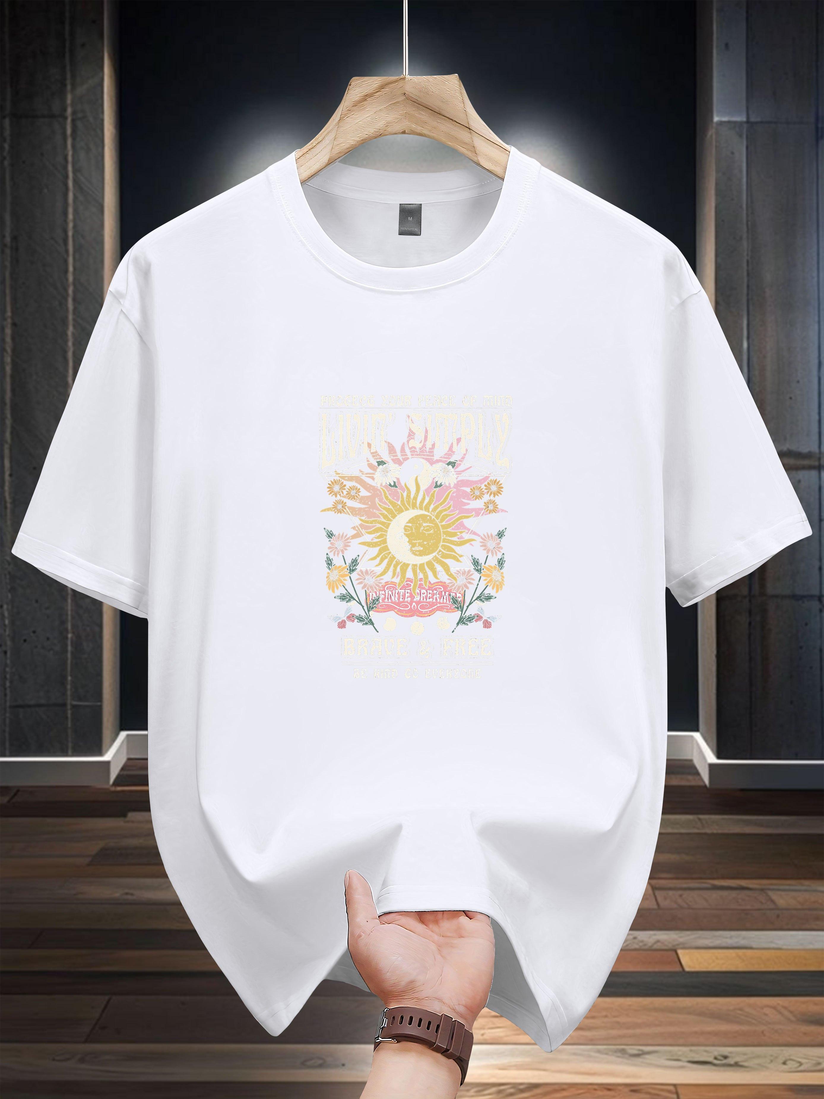 Casual Cotton T-shirt -  Brave & Free  Graphic Print XXXL