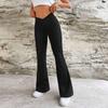 Solid-Color Fitted Flared Trousers Summer V-Shaped Waist Slimming Bootcut Pants Pants