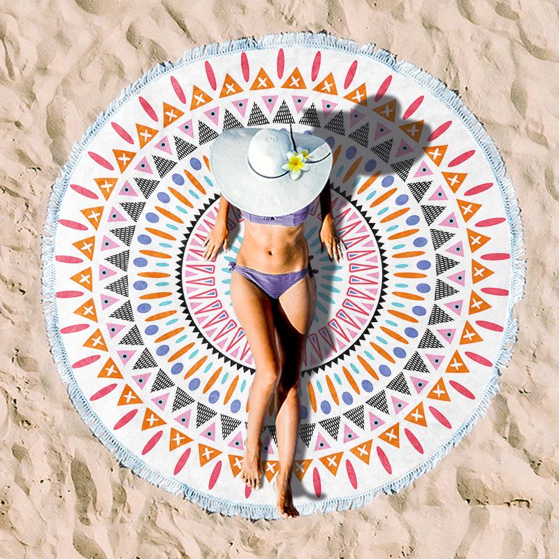 Serviette de Plage Ronde en Fibre Ultra-Fine pour Adultes - Personnalisable, Serviette de Sport et de Bain Absorbante