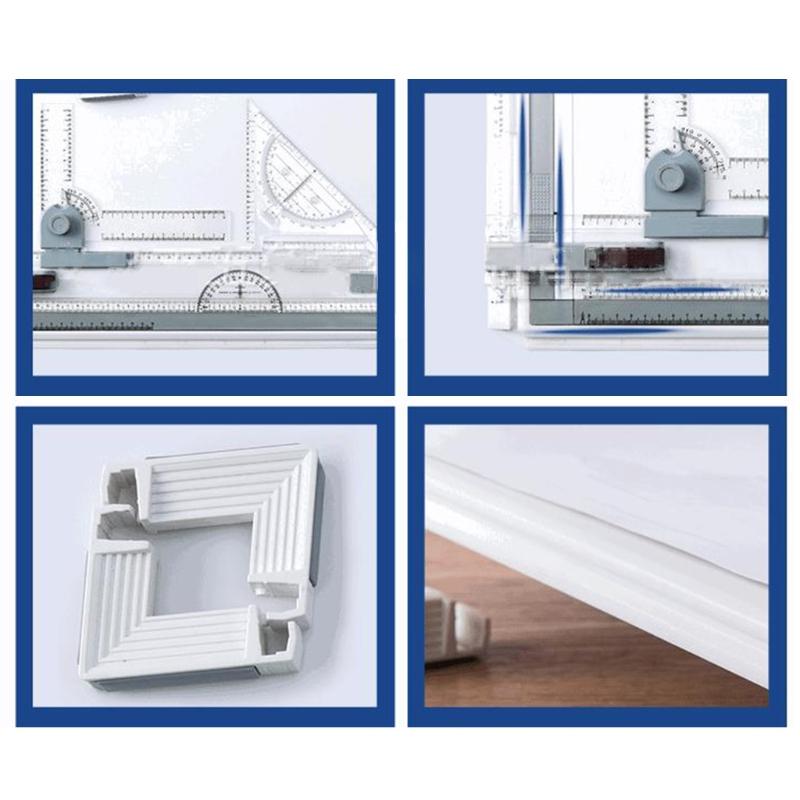 Zeichenbrett Multifunktionale Metrische Zeichenplatte mit Klarlineal Parallelbewegung und Winkelverstellbarem Messsystem