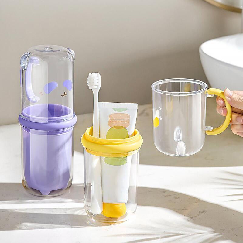 Travel Cartoon Toothbrush Storage Box for Kids 2 Mouthwash Cups Toothbrush Case Set for School and Vacation Use