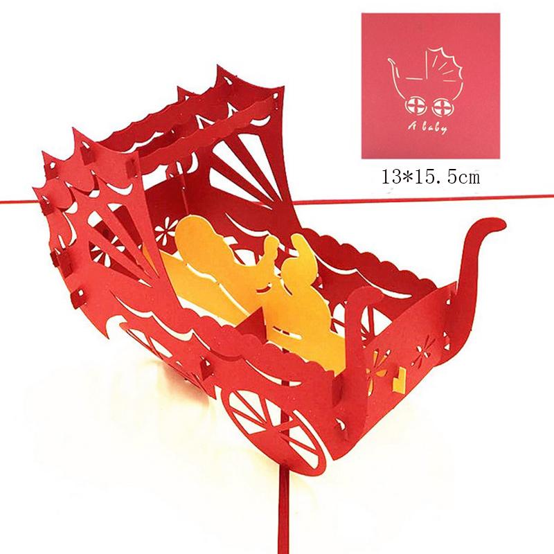 1pcs 3D Pop Up Greeting Cards With Envelope Laser Cut Post Card For Birthday Christmas Valentine' Day Party Wedding Decoration