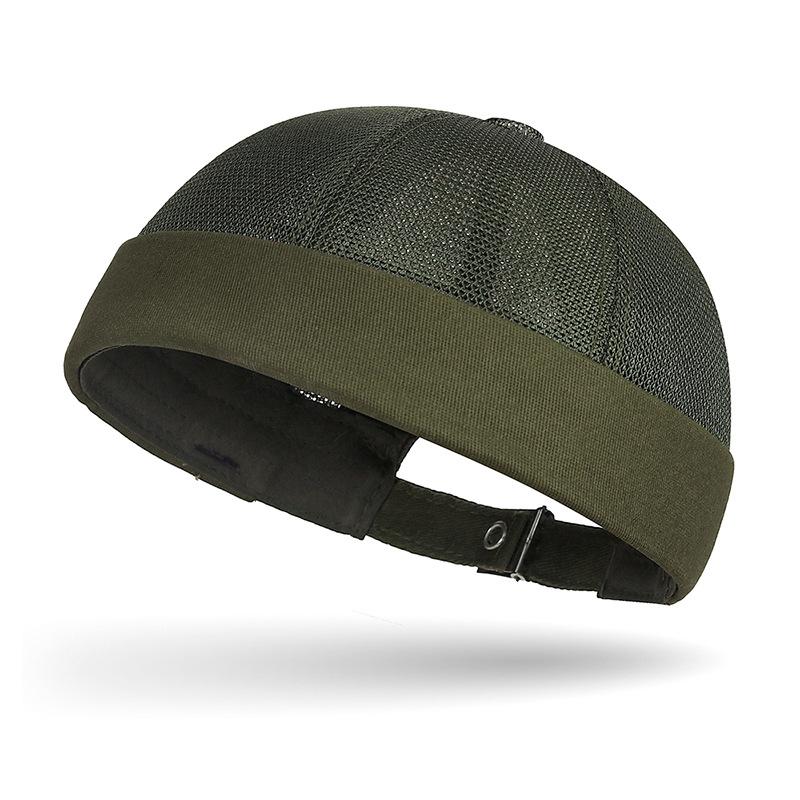 Brimless Docker Hat Summer Mesh No Brim Beanie Hat Adjustable Rolled Cuff Cap Casual Unisex Retro Street Outdoor Hip-Hop Sailor Stylish Skull Caps