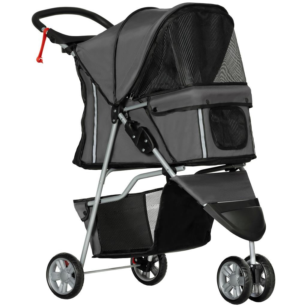 Dog Stroller Dog Buggy, Foldable, for Dogs & Cats up to 10 kg, 75 x 45 x 97 cm, Dark Gray