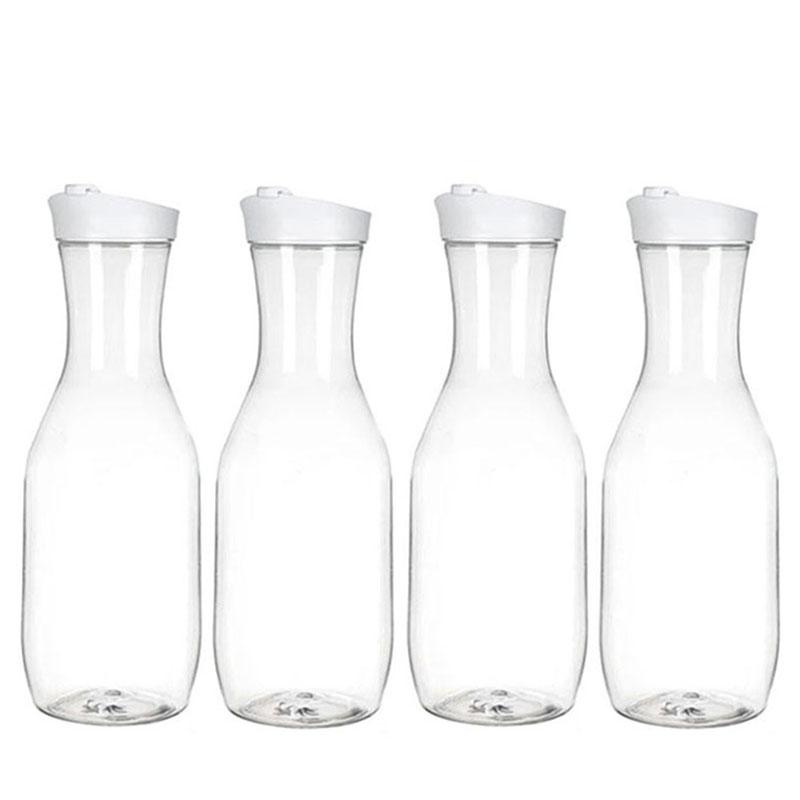 50 Oz Large Plastic Water Bottle with Flip Cap, Square Base Juice Container, Clear Plastic Water Bottle, Beverage Milk Bottle