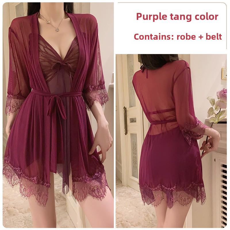 Sex Underwear Pure Desire Wind Perspective Mesh Sexy Butterfly Hot Large Size Nightdress Women's Uniform Suit