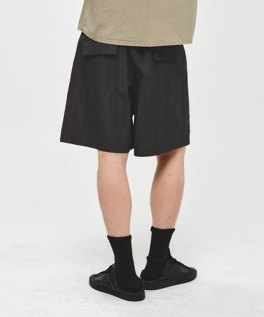 INTEMPOMOOD Thigh Pocket Cargo Shorts_Oil Black