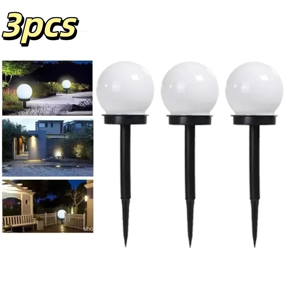 3pcs Waterproof Design Solar Bulb Lamp Solid Sealed Structure Outdoor Garden Light  Roadside Layout