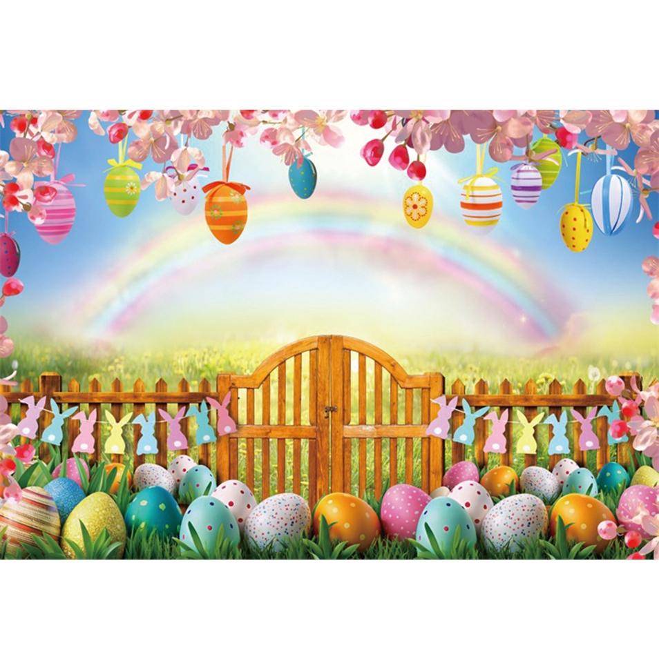 Spring Easter Natural Scenery Grassland Rabbit Theme Banner Backdrop, Children's Birthday Party Decoration Photography Backdrop