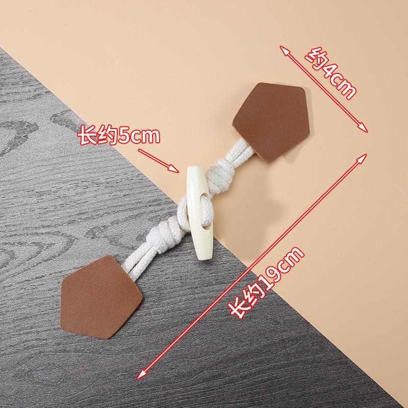 1 Pair Horn Buttons Duffle Coat Jacket Fasteners Toggle with Leather Patch Buckle Buttons for Overcoat Decor Sewing Accessories